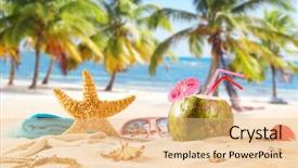  Presentation with green coconut - Presentation theme featuring summer coconut drink background and a lemonade colored foreground