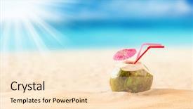  Presentation with summer at the beach - Colorful presentation enhanced with lemon lime water - summer coconut drink backdrop and a lemonade colored foreground