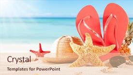  Presentation with starfish - Theme having summer concept of sandy beach background and a lemonade colored foreground