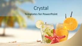  Presentation with starfish - Cool new theme with summer concept with exotic drinks backdrop and a light blue colored foreground