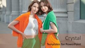  Presentation with walk - Presentation theme enhanced with summer-day-two-carefree-girls background and a red colored foreground