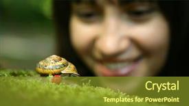  Presentation with snail - Colorful theme enhanced with summer day young woman backdrop and a tawny brown colored foreground