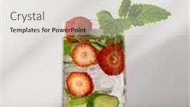  Presentation with infused detox water cucumber - PPT theme enhanced with summer-detox-drink-strawberry-mint background and a white colored foreground