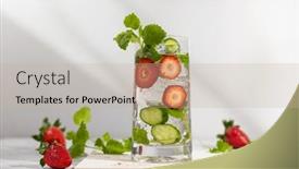  Presentation with infused detox water cucumber - Theme having summer-detox-drink-strawberry-mint background and a mint green colored foreground