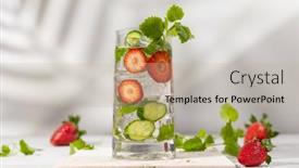  Presentation with infused detox water cucumber - Beautiful presentation design featuring summer-detox-drink-strawberry-mint backdrop and a mint green colored foreground