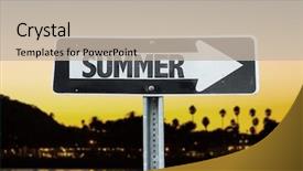  Presentation with direction - Beautiful presentation theme featuring summer direction sign with sunset backdrop and a  colored foreground