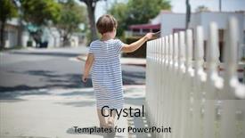  Presentation with girl scouts explorer summer - PPT layouts with summer dress walking away background and a light gray colored foreground