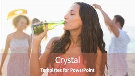  Presentation with black couple having fun - Colorful presentation design enhanced with summer drink - group of friends having fun backdrop and a coral colored foreground