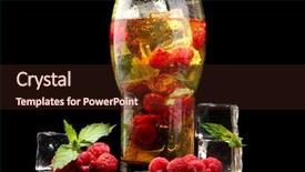  Presentation with black tea - Presentation design having summer drink - iced tea with raspberries background and a  colored foreground