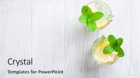  Presentation with lemonade - Presentation theme enhanced with summer drink - lemonade with lemon mint background and a white colored foreground