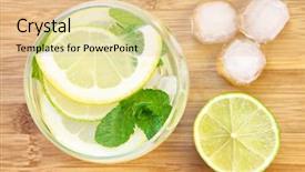  Presentation with lemon lime - PPT theme with summer drink - picture of a glass background and a lemonade colored foreground