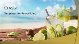  Presentation with blur beam column slab - Cool new slide set with summer drink with blur beach backdrop and a light blue colored foreground