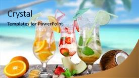  Presentation with summer at the beach - Audience pleasing slide set consisting of summer drinks on the beach backdrop and a  colored foreground