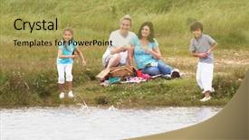  Presentation with picnic table and food - Slide deck having summer england - grandparents and grandchildren having picnic background and a yellow colored foreground