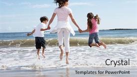  Presentation with interviewing children - Colorful slide set enhanced with summer england - mother and children having fun backdrop and a lemonade colored foreground