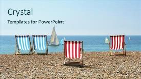  Presentation with england - Audience pleasing PPT theme consisting of summer england - photography of the brighton sunchairs backdrop and a sky blue colored foreground