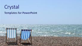  Presentation with chairs - Audience pleasing presentation consisting of summer england - stripy chairs on the beach backdrop and a light blue colored foreground