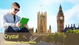  Presentation with tourism - Slides consisting of summer england - technology travel tourism and people background and a coral colored foreground