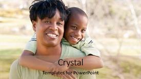  Presentation with african american families - Beautiful presentation theme featuring summer ethnic - happy african american woman backdrop and a coral colored foreground