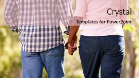  Presentation with senior couple - PPT theme having summer ethnic - senior couple walking in park background and a  colored foreground