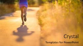 Presentation with health woman running female runner - Beautiful slide set featuring summer evening shallow dof color backdrop and a yellow colored foreground