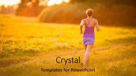  Presentation with health woman running female runner - Audience pleasing slide set consisting of summer evening shallow dof color backdrop and a gold colored foreground