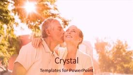  Presentation with senior couple - Cool new presentation with summer fair - happy senior couple embracing backdrop and a lemonade colored foreground