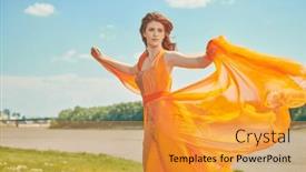  Presentation with beauty and fashion - Presentation theme having summer-fashion-and-female-beauty background and a gold colored foreground
