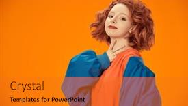  Presentation with blue orange - Presentation design featuring summer-fashion-and-style-portrait background and a gold colored foreground