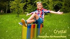  Presentation with kids fashion - Colorful presentation design enhanced with summer fashion concept for kids backdrop and a tawny brown colored foreground