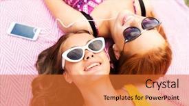  Presentation with technology - Presentation design with summer fashion leisure and technology background and a red colored foreground