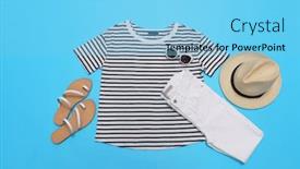  Presentation with fashion shoes - Presentation theme featuring summer-fashion-shoes-with-hat background and a light blue colored foreground