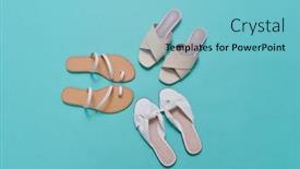  Presentation with fashion shoes - Slide set enhanced with summer-fashion-three-pair-shoes background and a light blue colored foreground