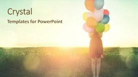  Presentation with teenage girl - Audience pleasing PPT layouts consisting of summer field with colorful balloon backdrop and a cream colored foreground