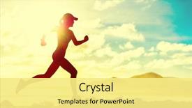  Presentation with running race - Beautiful PPT theme featuring summer fitness healthy active woman backdrop and a blonde colored foreground