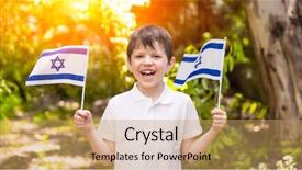  Presentation with independence - Presentation design enhanced with summer flags - israeli happy boy hold background and a coral colored foreground