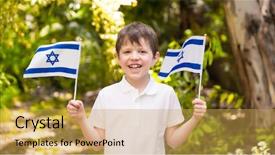  Presentation with independence day - Beautiful presentation featuring summer flags - israeli happy boy hold backdrop and a yellow colored foreground