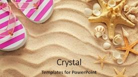  Presentation with beach frame - Amazing PPT theme having sand beach summer frame backdrop and a coral colored foreground