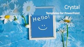  Presentation with vintage floral - Presentation theme with blue vintage painted wooden background background and a teal colored foreground