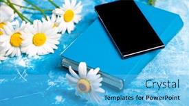  Presentation with vintage floral - Presentation theme consisting of summer-floral-card-with-chamomile background and a light blue colored foreground