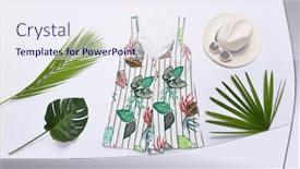  Presentation with monsters - Colorful PPT theme enhanced with summer-floral-print-with-fern backdrop and a sky blue colored foreground