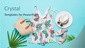  Presentation with blue floral - Presentation design enhanced with summer-floral-print-with-fern background and a cool aqua colored foreground