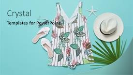  Presentation with blue floral - Presentation design enhanced with summer-floral-print-with-fern background and a light blue colored foreground