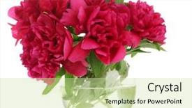  Presentation with flowers vase - Slide deck consisting of summer flowers - beautiful pink peonies in glass background and a soft green colored foreground