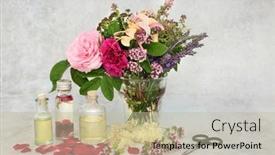  Presentation with aromatherapy oil - Theme having summer-flowers-and-herbs background and a  colored foreground