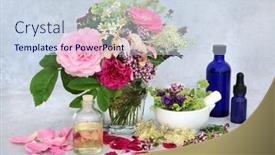  Presentation with oils - PPT theme consisting of summer-flowers-herbs-for-natural background and a sky blue colored foreground