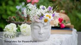  Presentation with flowers vase - PPT theme enhanced with summer-flowers-in-the-buddha background and a light gray colored foreground