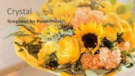  Presentation with flowers vase - Amazing PPT theme having summer-flowers-in-the-vase backdrop and a yellow colored foreground
