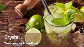  Presentation with summer drinking water - Amazing presentation design having summer fresh cocktail drinks served backdrop and a tawny brown colored foreground