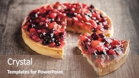  Presentation with dessert - Cool new PPT theme with summer fruits - delicious fruit tart dessert backdrop and a coral colored foreground